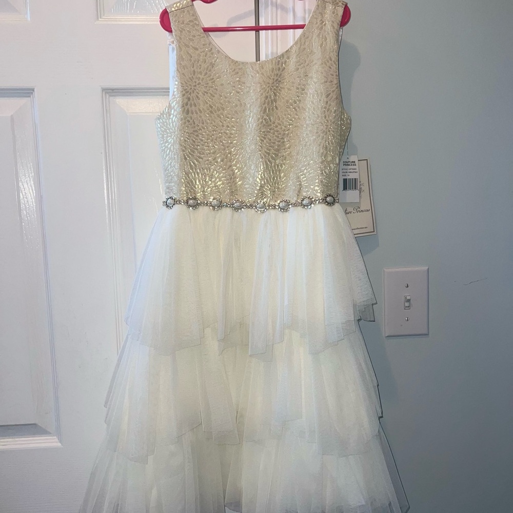 Elegant Cream and Gold Kids Dress